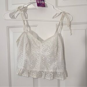 36 Hollister White Crop Camisole with Ruffled Tie Front